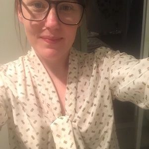 Banana Republic Tie Neck Lucky Work Shirt